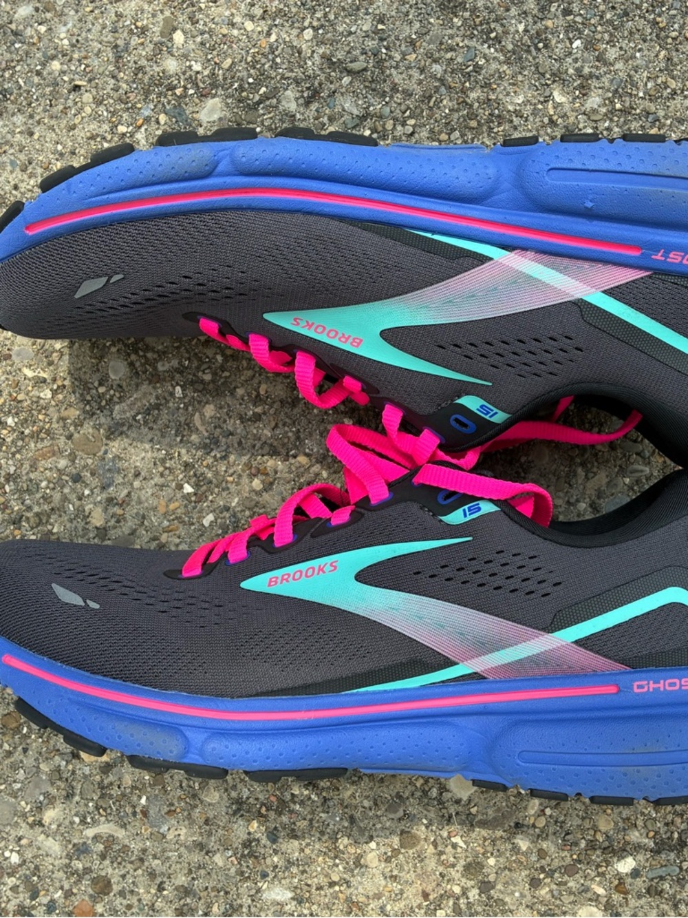 Brooks Women’s Ghost 15 Running Shoes — Black, Purple, Pink